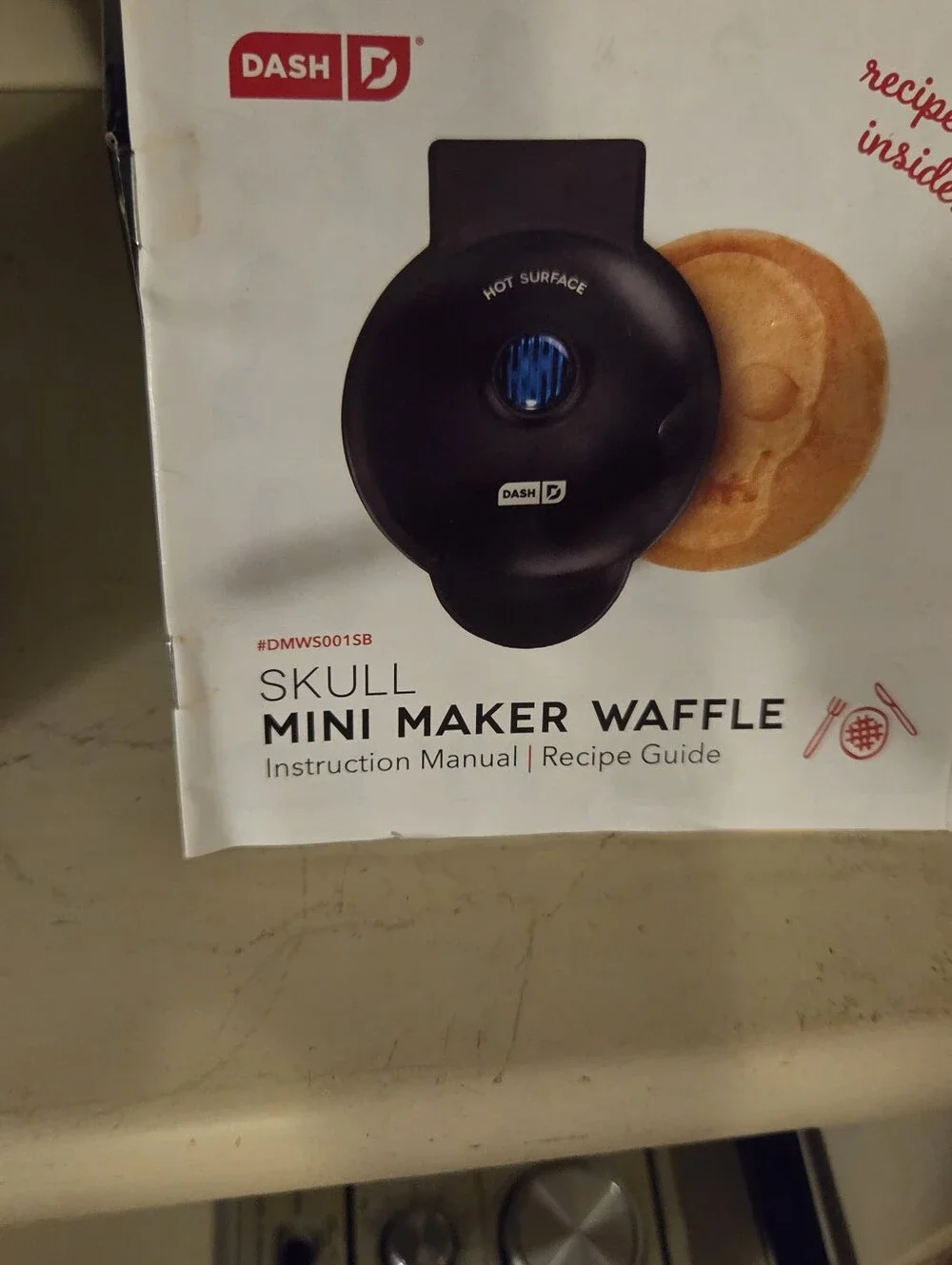 DASH Skull Mini Waffle Maker Black - New in Box NIB Halloween Spooky